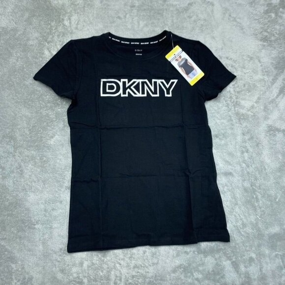 DKNY Sport Tops - DKNY Sport Black Logo Shirt S Cotton Blend Short Sleeve d0037